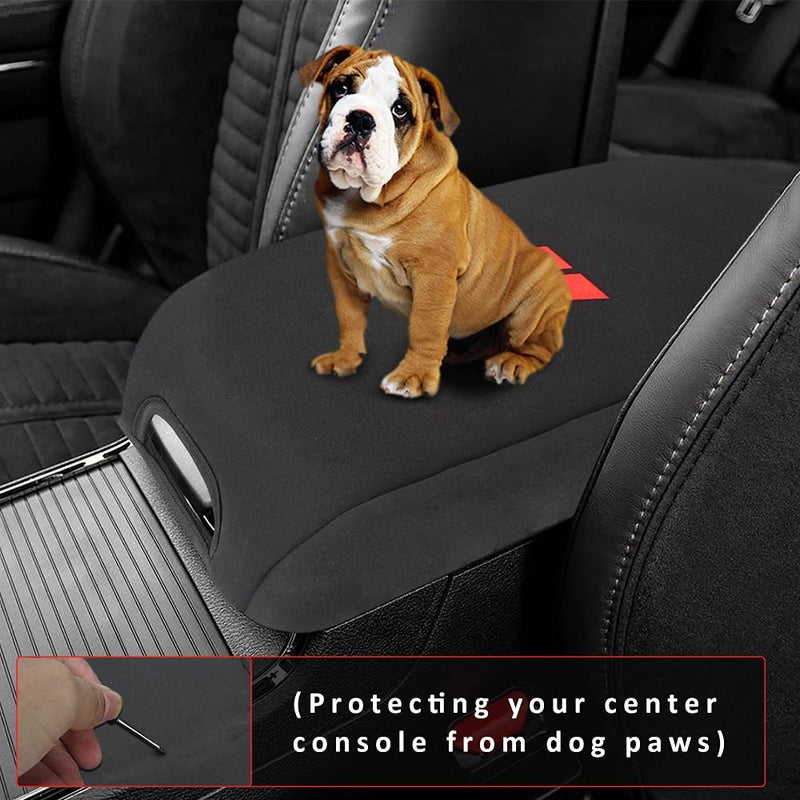 INTGET Center Console Cover for Dodge Charger Accessories 2011-2020 2021 2022 2023 for Chrysler 300 2015-2022 Leather Armrest Cover Console Lid Protector Cushion Pad(Black Cushion  Neoprene) - Image 2